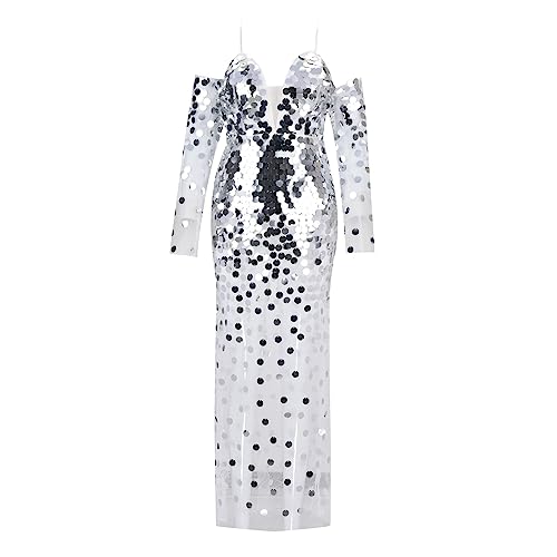 Robe de soirée longue d'exception en maille fine asymétrique modèle Jean323