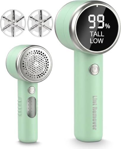 MAXORY Fabric Shaver & Lint Remover Electric Rechargeable Clothes Shaver with 6-Blade Cutter & LED Display 3-Speed Portable Sweater Defuzzer for Clothes Furniture Couch Blanket & Upholstery