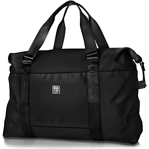 BOACAY Sac de Voyage, Sac Fourre-Tout de Gym, Sac de Nuit et de Week-End Résistant à l'eau avec Bandoulière Solide et Pochette pour Chariot Cover