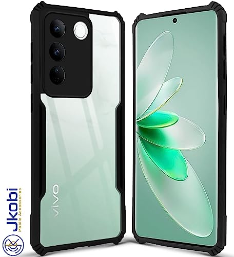 Image of Jkobi Back Cover Case for Vivo V27 | Vivo V27 Pro (Shockproof with Polycarbonate Clear Panel | Professional Black)