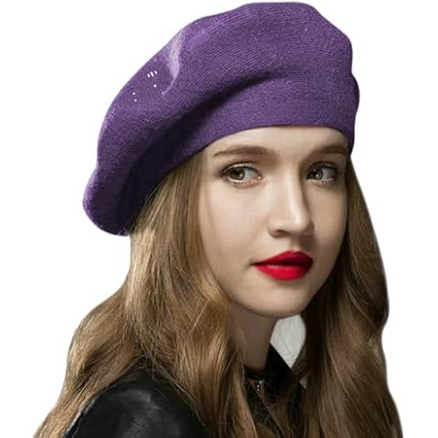 Sumolux Women Beret Hat French Wool Beret Beanie Cap Classic Solid Color Autumn Winter Hats Cover