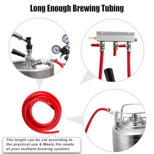 MRbrew 15 Feet CO2 Tubing, PVC CO2 Hose With Hose Clamps I.D. 5/16” Gas Line for Kegerator co2 Dispenser Beer System Draft Beer Home Brewing & Multiple Setups