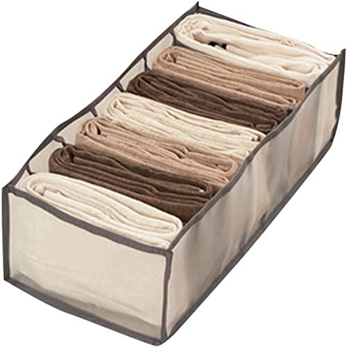 LPOQW Kommode Schublade Organizer Aufbewahrungsbox mit Fächern für Jeans Schrank Kleiderschublade Mesh Trennbox Stapelbare Hosenschublade,Graue Leggings 7 Raster Cover