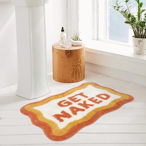 Image of HAOCOO Get Naked Bath Mat Cute Bathroom Rugs, Soft Non Slip Irregular Shaped Bath Rug, Microfiber Absorbent Washable Small Rug Floor Mats for Bathroom Indoor Door Mat Sink Tub Shower