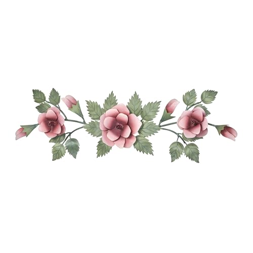 Touch of Class Rose Swag Pink Floral Wall Topper | Handcrafted Handpainted Metal Wall Art | Roses...