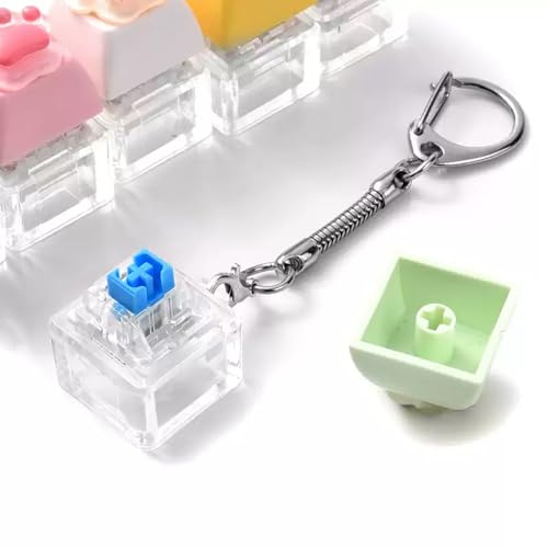 Image of Keyboard Fidget Toy, Four Key Mechanical Style Keychain with Snake Chain, Stress Relief Gadget for Office Workers and Students, Portable Anxiety Relief Tool for Commuting and Gaming