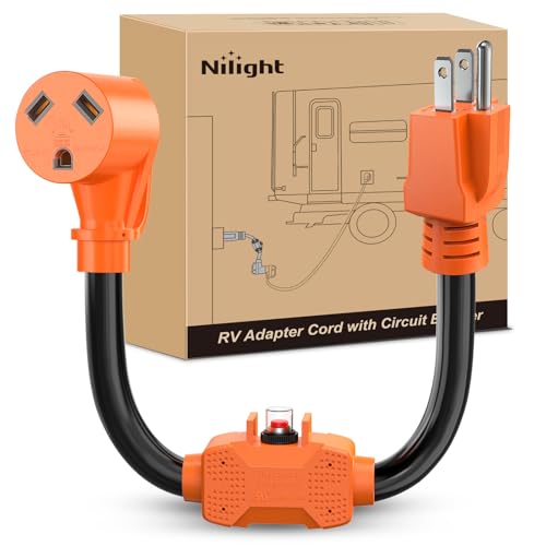 Nilight RV Power Adapter Cord with Circuit Breaker Overload Protector