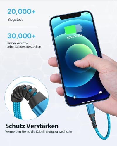 Aioneus iPhone Ladekabel, Lightning Kabel [2Pack 2M] Ladekabel iPhone Schnellladekabel MFi Zertifiziert USB auf Lightning Kabel für iPhone 14 Plus 13 Pro Max 12 Mini 11 Pro XS XR X 8 7 6 6s Plus 5 SE 4