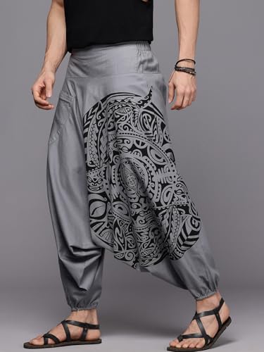 Image of The Veshti Company Printed Harem Pants for Men's Cotton Hippie Style Baggy Boho Yoga Pajama Pant with Pocket