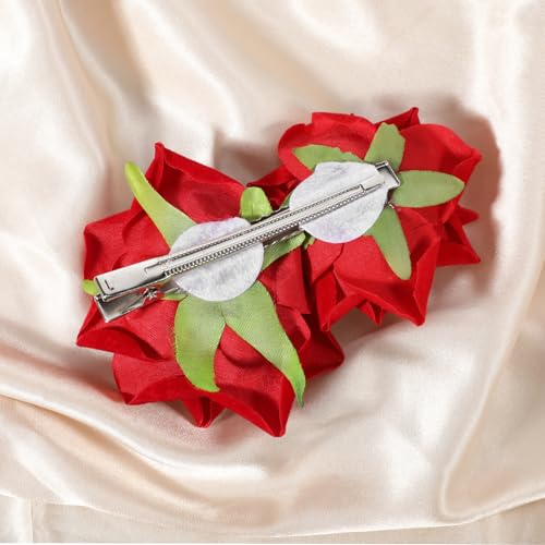 Pinza para cabello con flores rojas 3D miniatura 4
