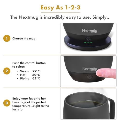 Nextmug - Temperature-Controlled, Self-Heating Coffee Mug (Graphite - 14 oz.)