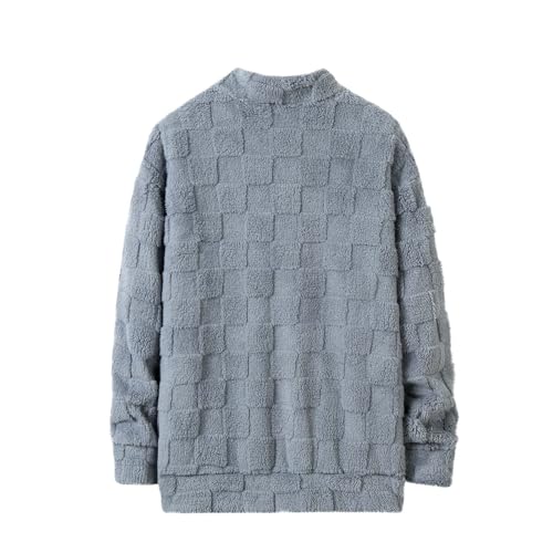 Mens Fuzzy Sherpa Sweatshirts Long Sleeve Plaid Fleece Pullover Sweatshirt Casual Quarter Zipper Winter Fall Outwear2