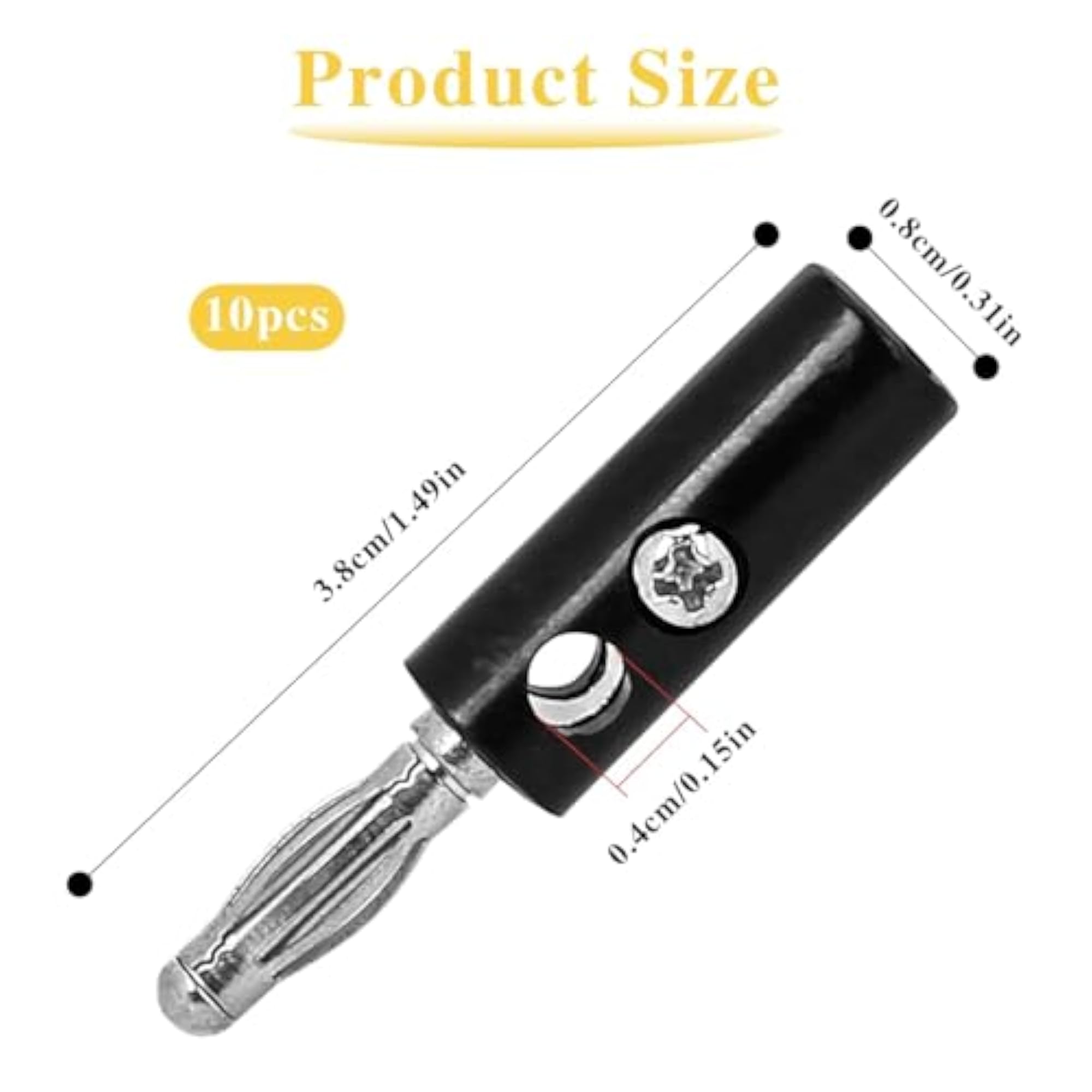 10-Pack Speaker Banana Plugs, 4mm Open Screw Type Connectors