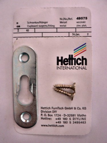 Preisvergleich Produktbild HKB ® Hettich Linsenkopfbeschlag Schrankaufhänger, Metall verzinkt, 62 mm, 2 Stück, Artikelnr. 49575