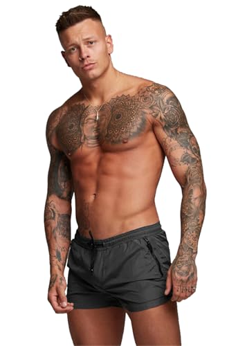 TONLEN Mens Swimwear Sports Shorts Swim Trunks with Zipper Pockets2