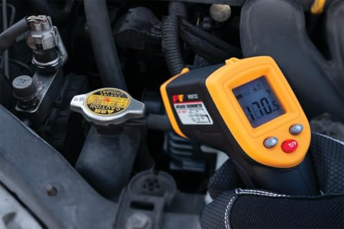 Image of Performance Tool W89722 Non-Contact Digital Laser Infrared Thermometer, Orange and Black With 12:1 Spot Ratio