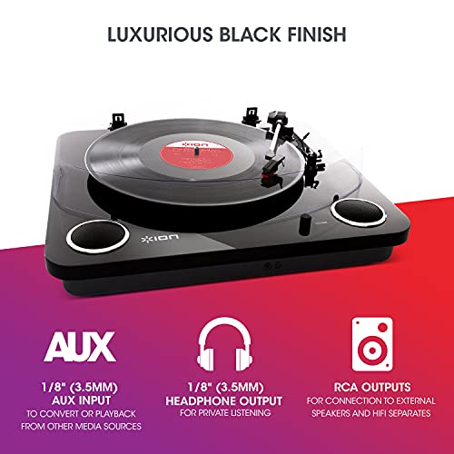 Ion Audio Max Lp Black |Three Speed Vinyl Conversion Turntable With Stereo Speakers, Usb Output To Convert Vinyl Records To Digital Files And Standard Rca & Headphone Outputs #TOP1