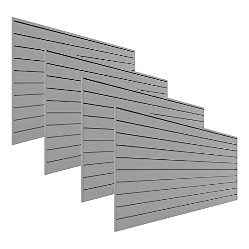 Proslat Garage Storage Pvc Slatwall Panels - 4 Packs Of 8 Ft. X 4 Ft. Sections (40 Single Slats Which Make Up 128 Sq.ft) (Light Gray) #TOP15