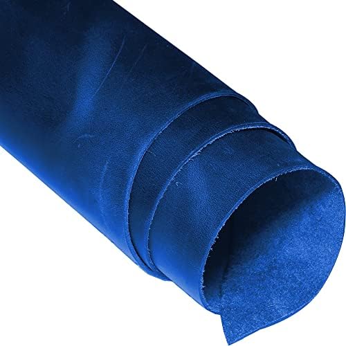 Real Leather Tooling Sheets - for Crafting Tools, Leather Wallets, Leather Materials - Thick Crazy Horse Leather Sheets - Not Faux Leather Sheets (Blue, 6"x12")