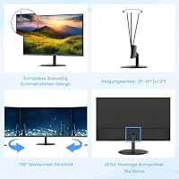 Minifire 22 Zoll Business Computer Monitor, FHD 1080p,120 Hz, FreeSync, Eye Comfort, sRGB 107%, Ultra Thin Aperture, Tilt, VESA, HDMI,PC Bildschirm-Schwarz(MF22X3AH) – Ansicht 6