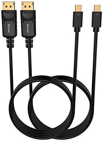 Moread Mini DisplayPort to DP Cable, 6 Feet, 2 Pack, Gold-Plated - 4K@60Hz, 2K@144Hz - Black