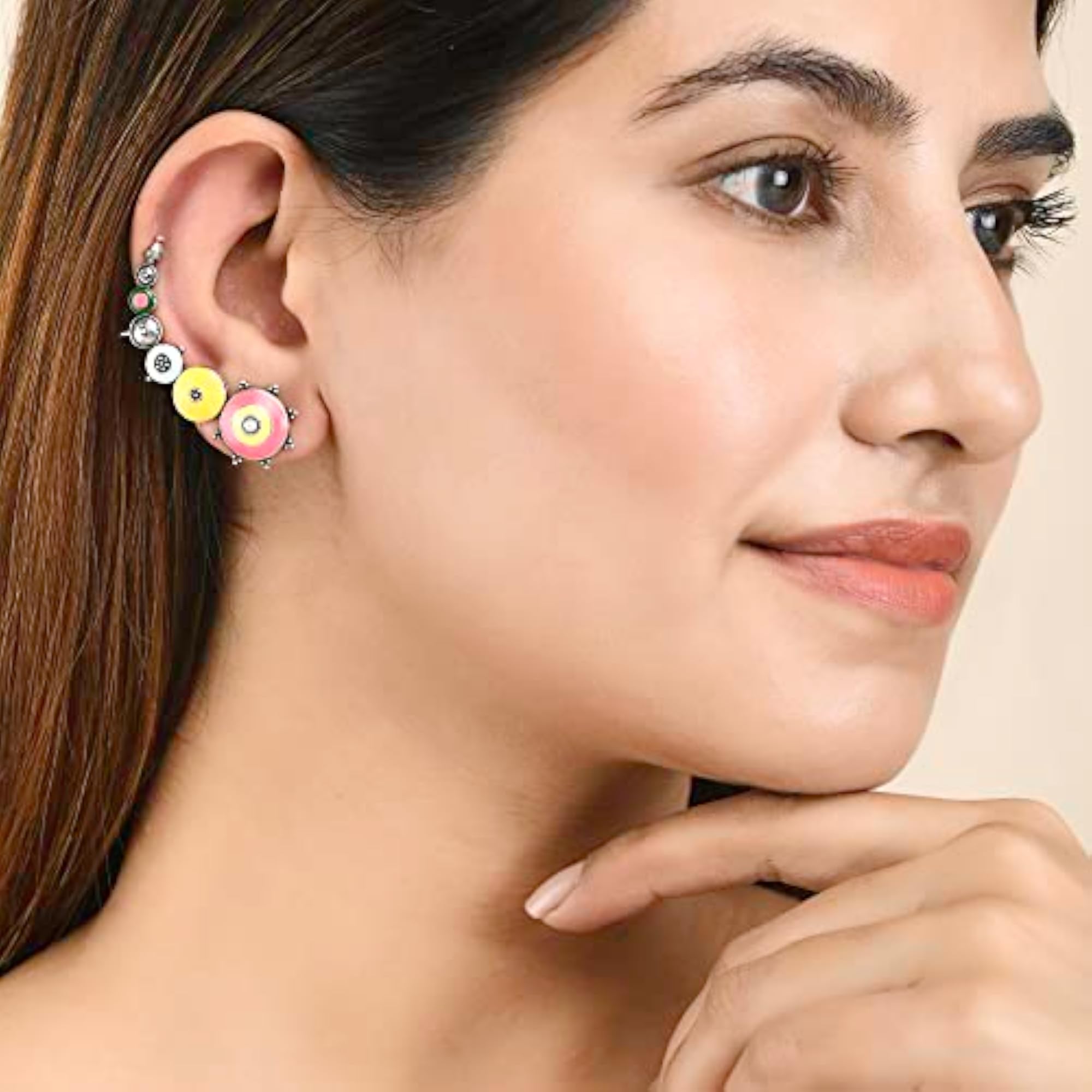 Folklore Enamel Cuff Earrings