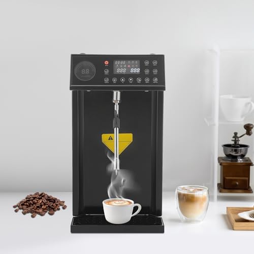 Commercial Steam Milk Frother,1300W 8L Fast Heating Milk Steamer Machine with Timing Function and Intelligent LED Display,Customized Temperature Settings Steam Foam Machine for Tea Shops, Bars(Black)