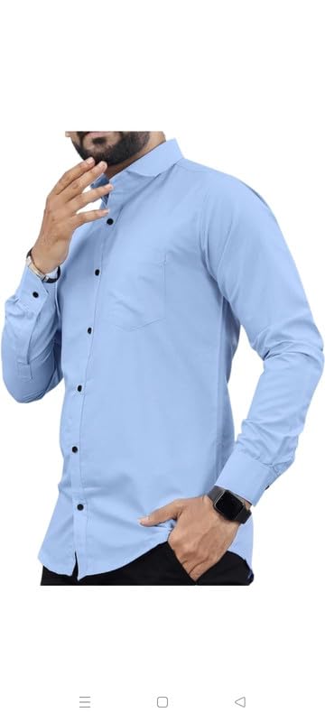 Image of Mens Solid Slim Fit Shirt | Formal Shirts | Men Office Wear | Formal Shirts for Men Office Wear Branded 102-Plain Shirt
