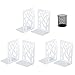 Buchstütze, 3 Paar Buchstützen aus Metall, Buchhalter Regal, CD, Ordnerhalter DVD, Dekorativer Buchstaender für Schwere Bücher, Bücherstützen für Home Office, Bücherstopper, mit 1 Stifthalter(Weiß)