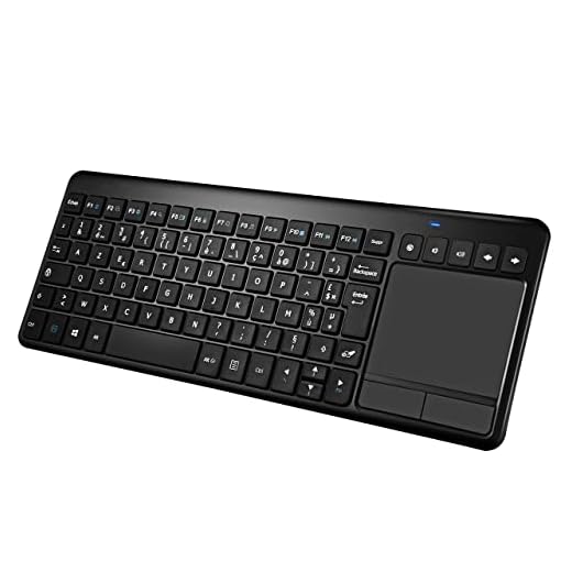 Clavier sans Fil Touchpad Mini Clavier AZERTY Ultra-Mince 2.4GHz avec Pavé Tactile Multi-Touche intégré pour Google Android Smart TV, Htpc, Ordinateur Portable, Mac, Windows PC, Navigateur