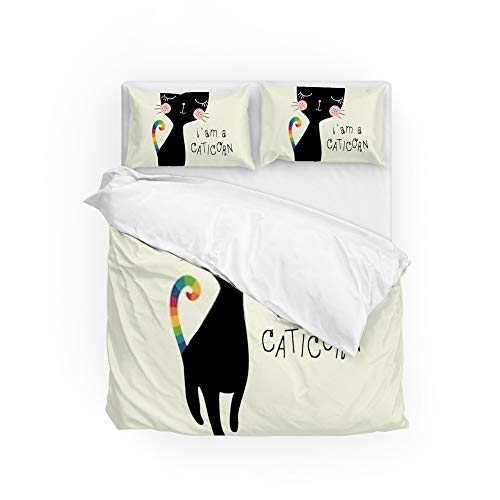 Housse de couette licorne 3 pièces en polyester résistant pour lit enfant - 2