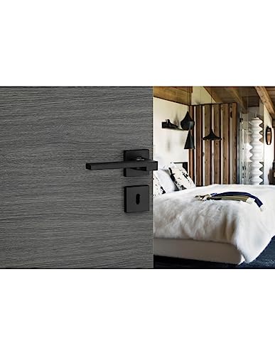 THIRARD 00966781 – Paar Rosetten Quadratisch 50 x 50 Schwarz Matt – Elegantes Design – Bohrung: Schlüsselloch – Zubehör/Ausrüstung – Türausrüstung, Noir mat