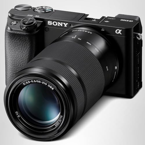 Sony Alpha A6100 Mirrorless Camera with 16-50mm and 55-210mm Zoom Lenses, ILCE6100Y/B, Black
