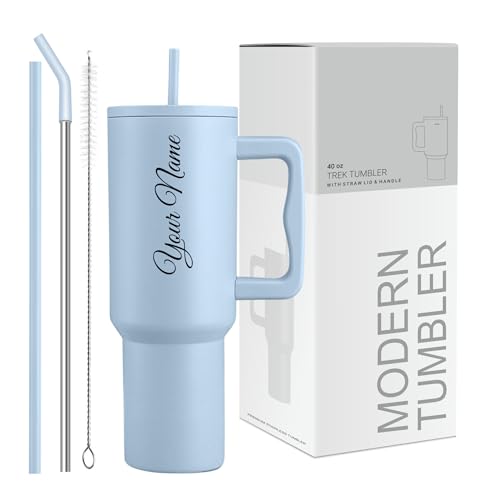 COMFYPOT Personalised with Your Name, 1200ml Tumbler with Straw -...