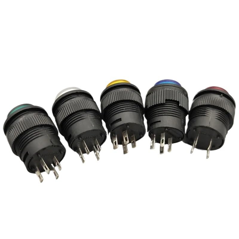 5Pcs 16mm R16-503BD Blue LED Light Push Button Switch Self-reset M