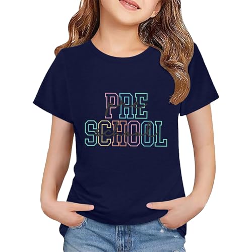 Toddler Kids Back to School Shirt Youth Boys Girls First Day of Preschool Tshirts Children Cute (a-Navy, 12-13 Years)