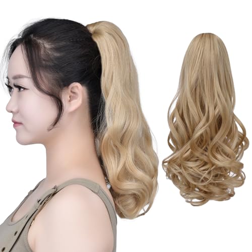 SYXLCYGG Pale Blonde Ponytail Wavy 16" 5 OZ Clip Claw Pony Tail Hair piece
