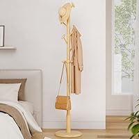 Solid Wood Coat Rack Freestanding Coat Tree with 10 Hooks for Bedroom, Livingroom, Entryway, Sturdy Coat Hanger Stand for Hats, Coats, Scarves, Handbags, Purses