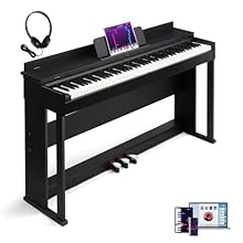 【Professional-Grade Sound & Realistic Piano Experience】88-Key Weighted Keyboard Digital Piano with Dream Sound Chip delivers concert-level audio quality, faithfully reproducing acoustic piano sound. Choose from 128-note polyphony for rich musical exp...