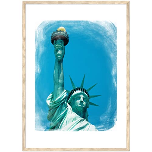 Impression d'art New York Liberty sous cadre noir élégant 30 x 40 cm