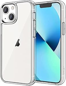 JETech Hülle für iPhone 13 Mini 5,4 Zoll, Nie Vergilbung Stoßfeste Stoßstange handyhülle, Anti-Kratzt Transparent Rückseite (Durchsichtig)