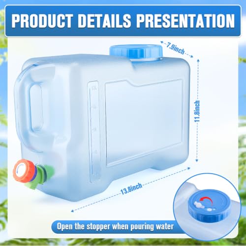 Ropoy Contenedor de Agua Portátil 15L 3.3 Galones con Grifo, Tanque de Almacenamiento de Agua Grado Alimenticio Libre de BPA, Jarra a Prueba de Fugas para Camping, Senderismo, Picnic, Viajes en Auto, Emergencias miniatura 5