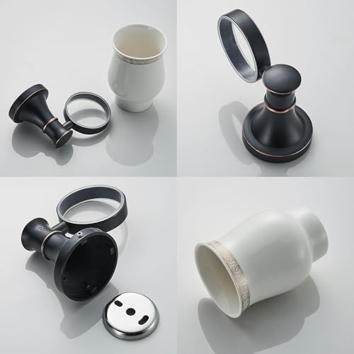 Image of Black Bathroom Toothbrush Holder Wall Mounted Bathroom Hardware Accessories,Oil Rubble Bronze