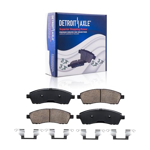 Image of Detroit Axle - Front and Rear Drilled and Slotted Disc Brake Kit for 2000-2002 Ford Excursion 1999-2002 F-250 F-350 Super Duty Rotors w /Ceramic Pads & Brake Kit Cleaner & Fluid