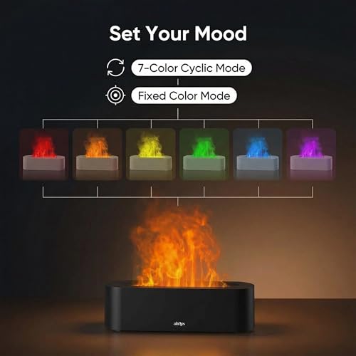 Image of Aroma Flame Diffuser with Free 15ml Premium Essential Oil Aromatherapy Humidifier Realistic Flame Effect | 7 Color LED Modes | Ultrasonic Quiet Mist | Auto Shut-Off Timer