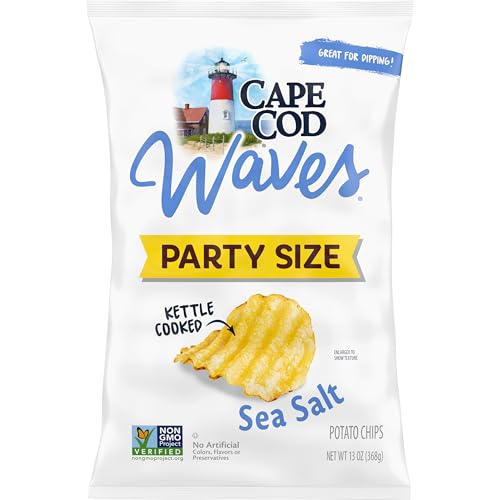 Cape Cod Waves Potato Chips, Wavy Cut Sea Salt Kettle Chips, 13 Oz