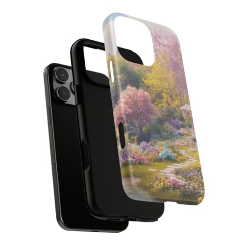 Coque iPhone 16 Pro Max antichoc rigide mate jardin fleuri cascade
