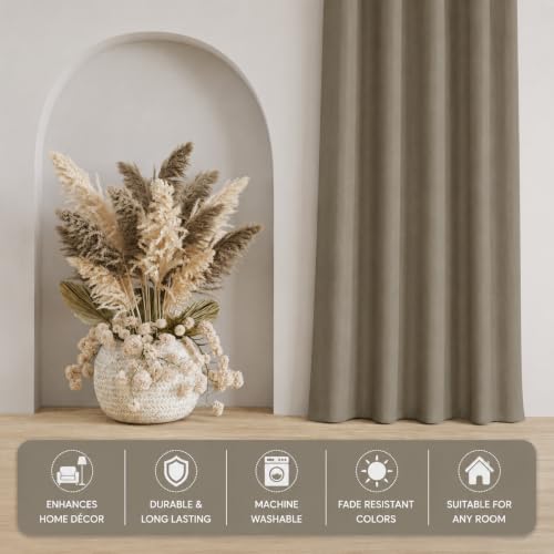 Image of LaVichitra 2 Pieces Solid Premium Blackout Curtains - Thermal Insulated, 3 Layered, 100% Opaque Window - 4 feet, Hazel Wood