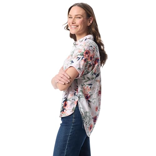 Image of Gloria Vanderbilt Women's Daisy Short Sleeve High-Low Button Down Shirt Standard