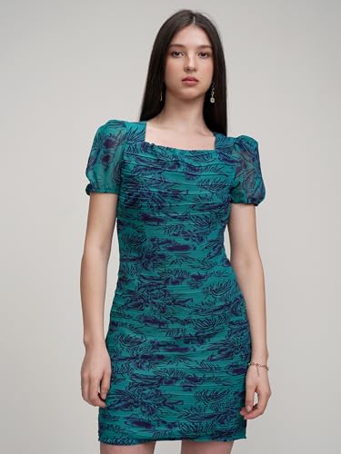 Image of Tokyo Talkies Women's Dresses for Women | Floral Print | Ruched Bodycon | Short Dress | Sleeveless | Trendy & Chic